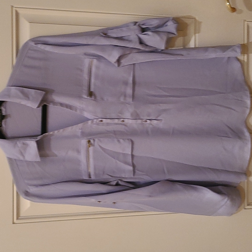 Express semi sheer button down blouse